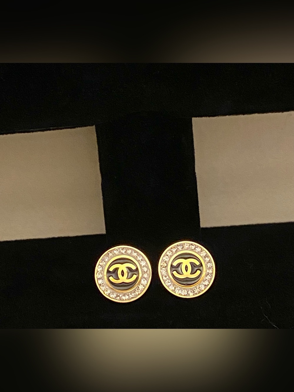 Fashion Jewelry 14K Gold Plated Crystal Logo C-C-Luxury Stud Earrings